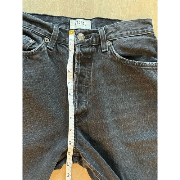 Agolde Lana Straight Jeans in Disorder Black Knee Rips Size 26 - Picture 10 of 11